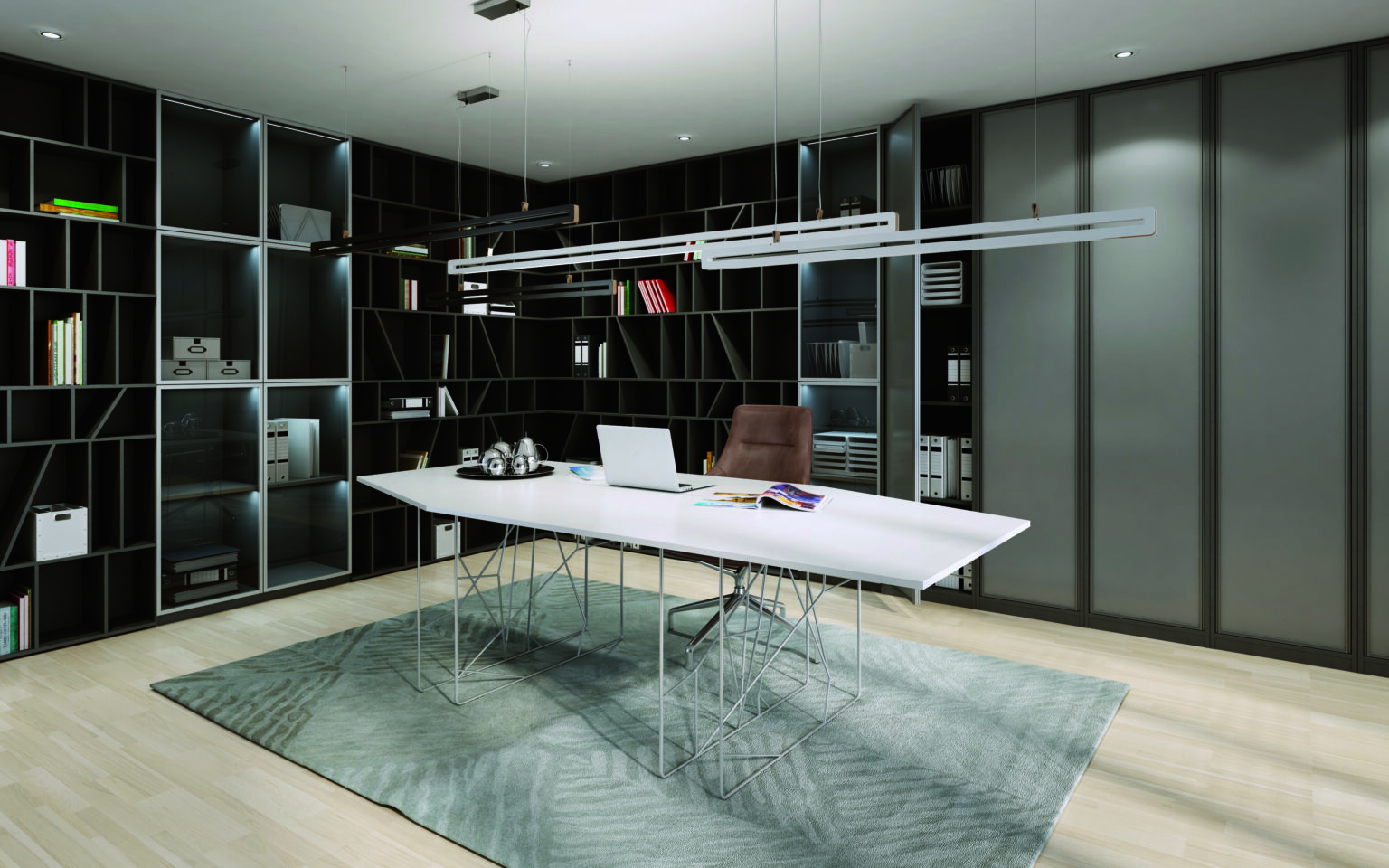 How to Create a Home Office That Still Feels Like Home 1 Bespoke home office with built-in wall storage by Komandor Scotland.