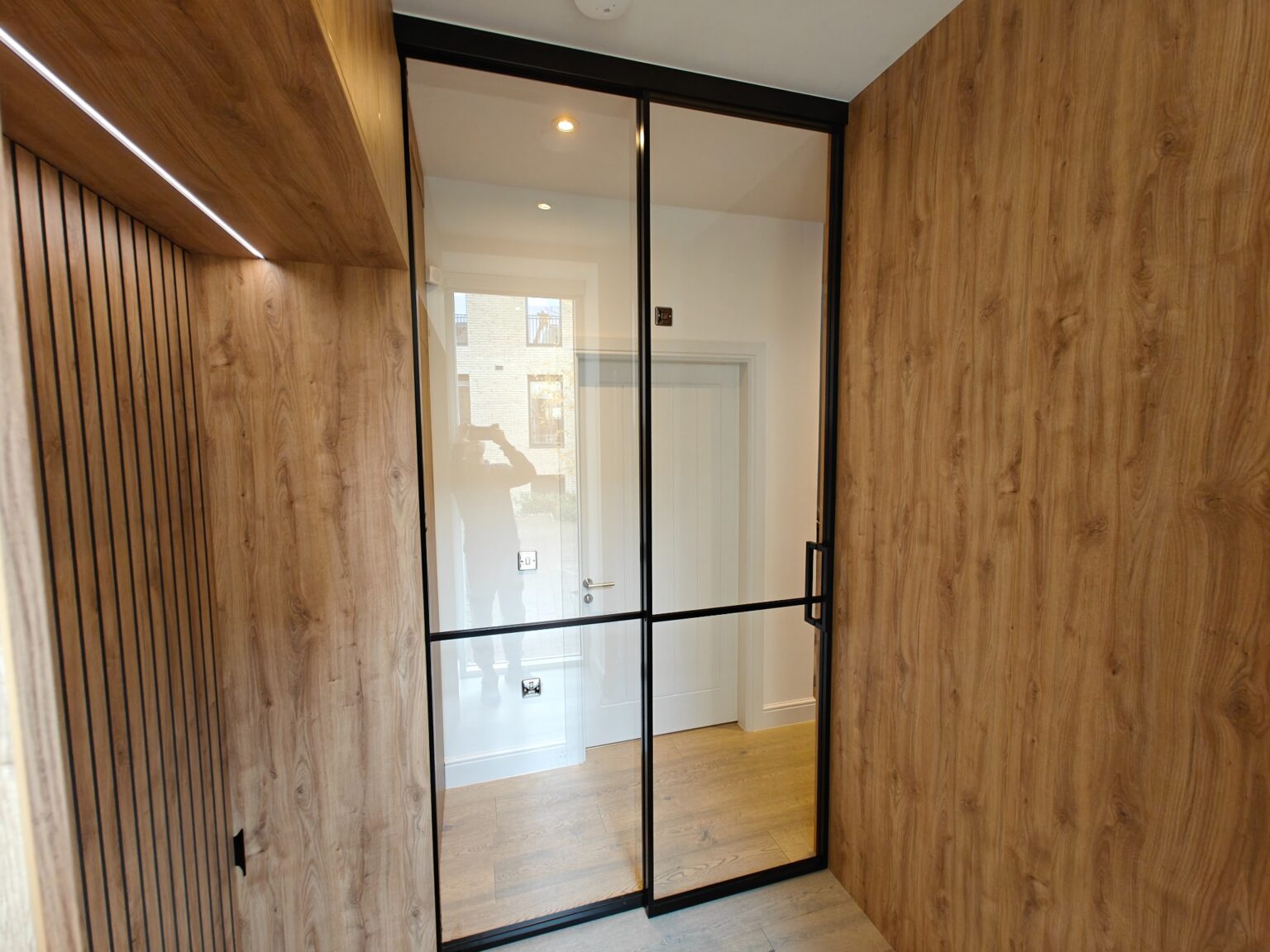 Black framed LUMI glass partition in an Edinburgh office conversion