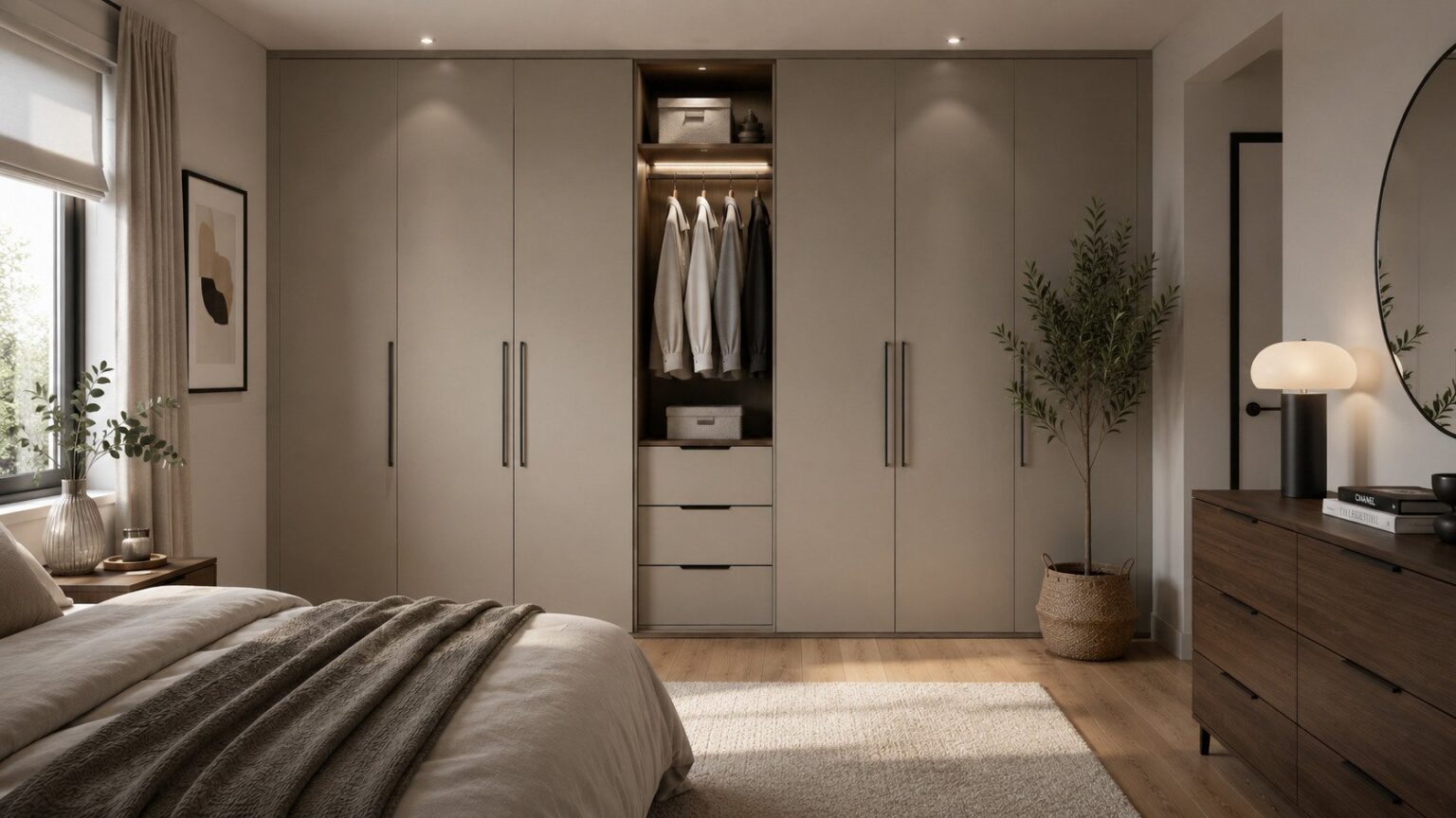 Full-height fitted wardrobe in a small bedroom by Komandor Scotland