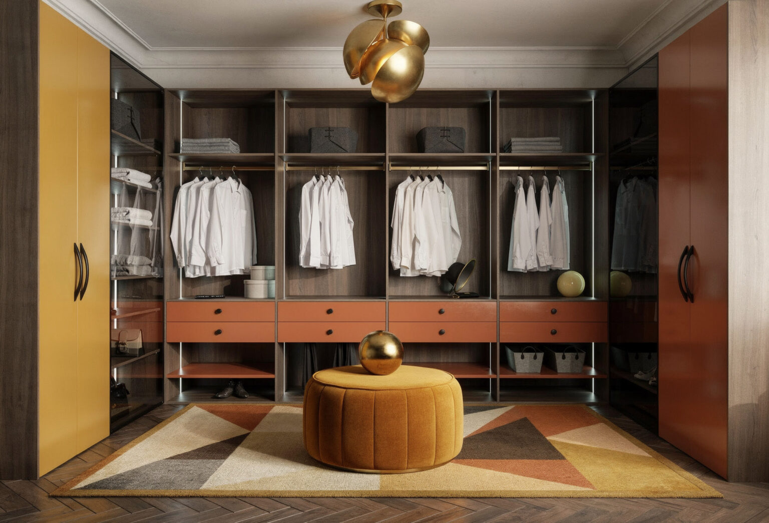 Luxury walk in wardrobe dressing room by Komandor Scotland.