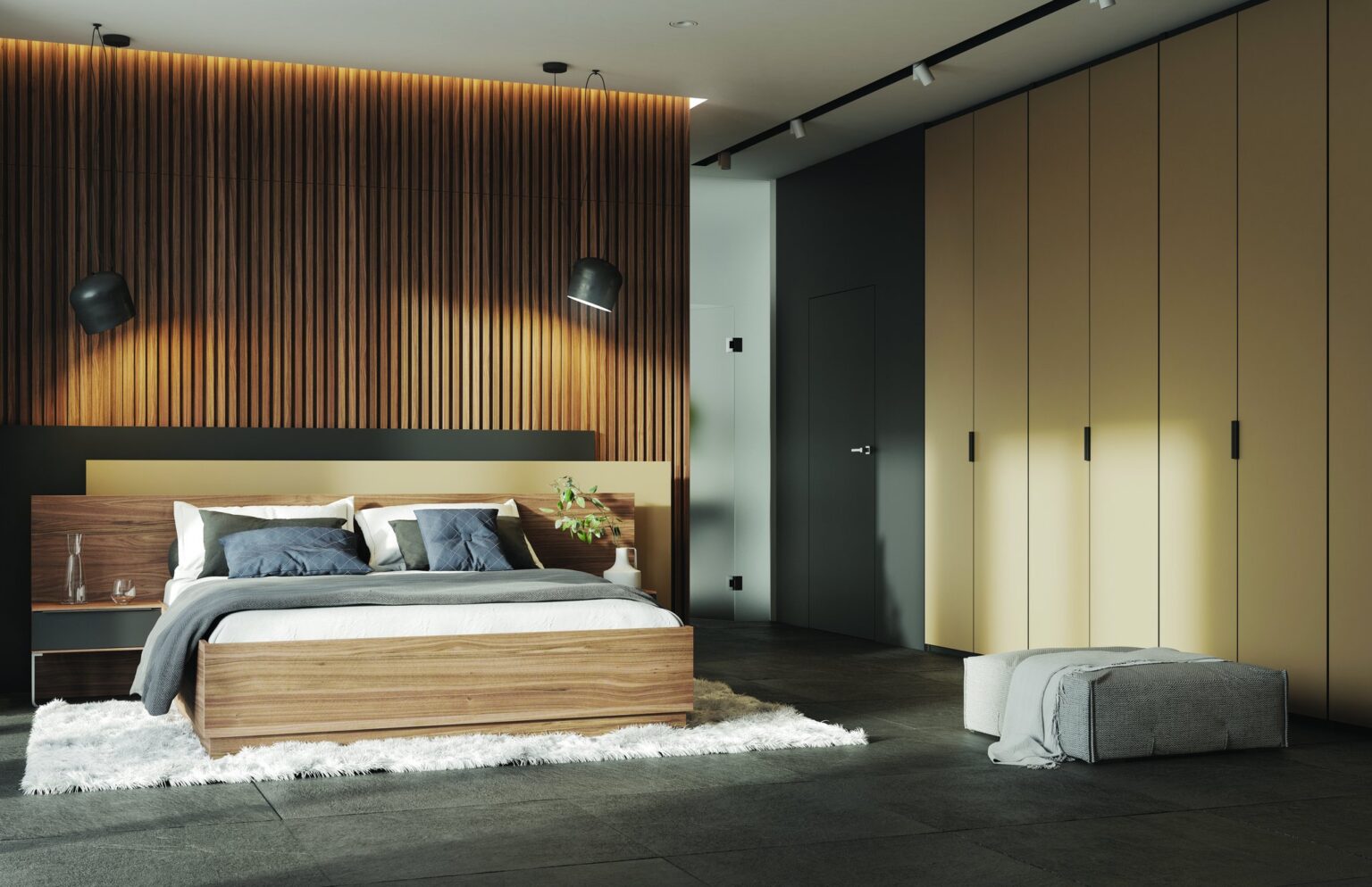 Matte neutral fitted wardrobe in a bedroom by Komandor Scotland