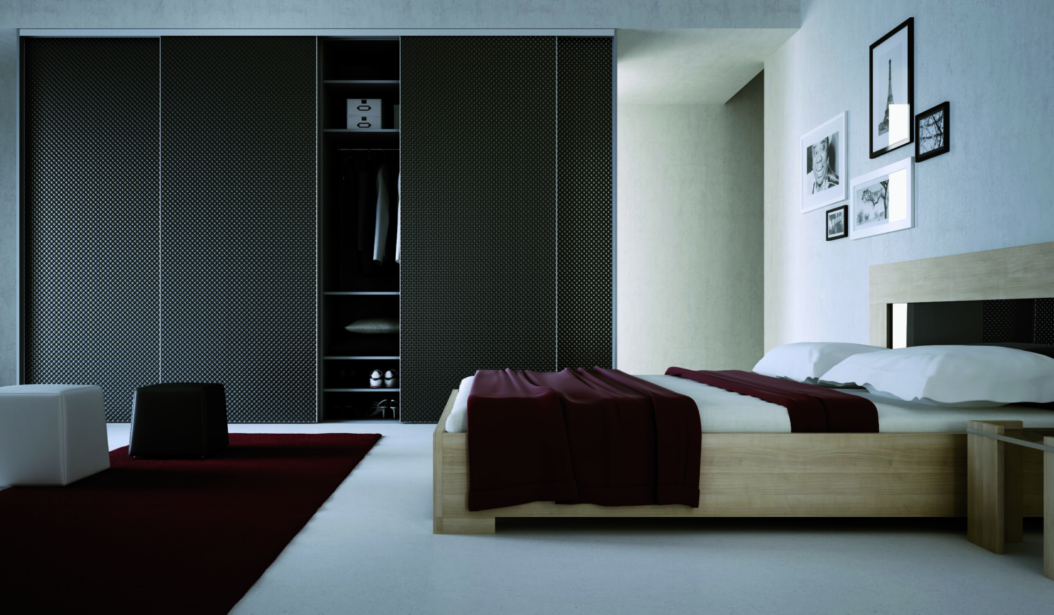 Sliding-door wardrobe designed for a shared bedroom by Komandor Scotland.