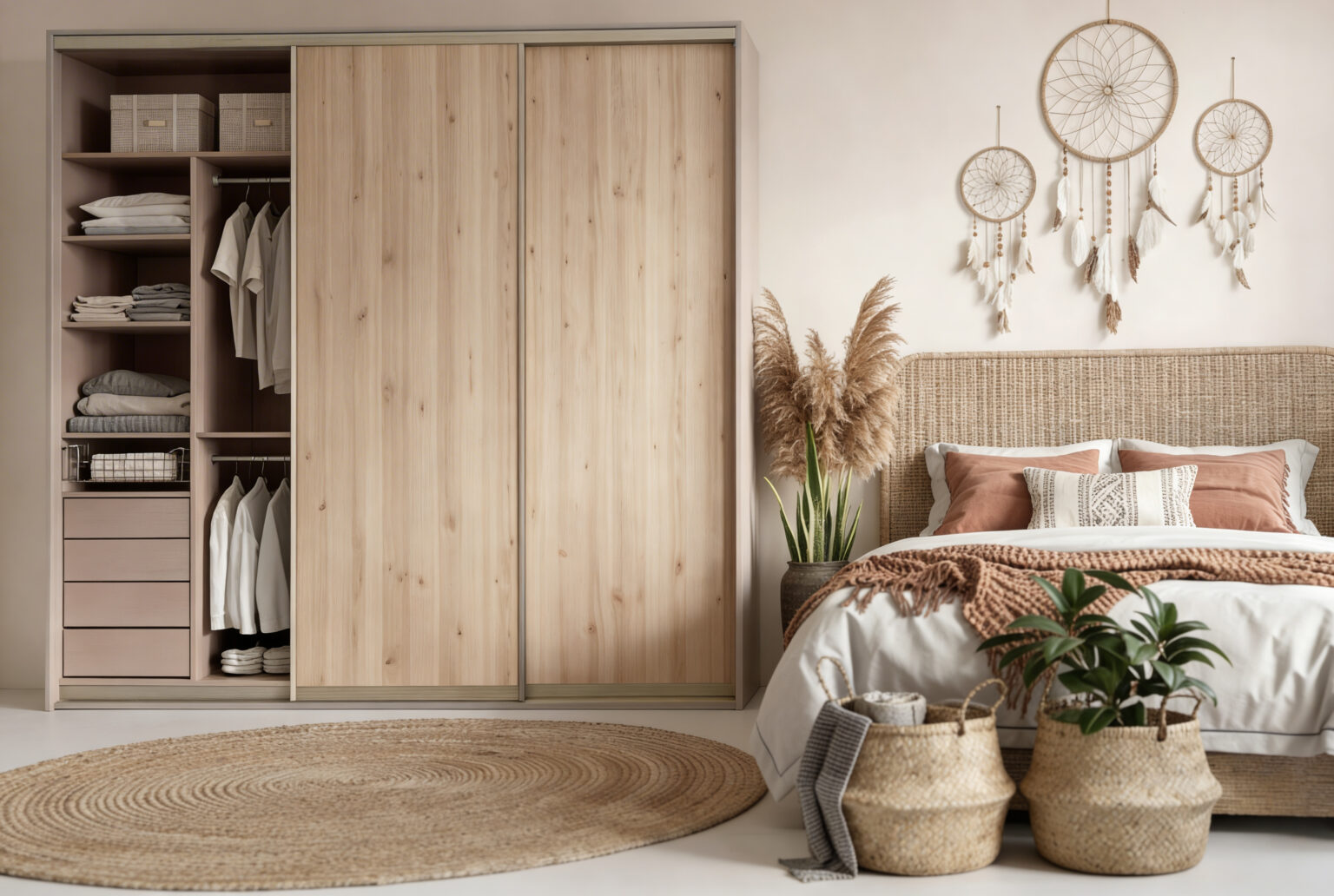 Bespoke sliding wardrobe for two people by Komandor Scotland.