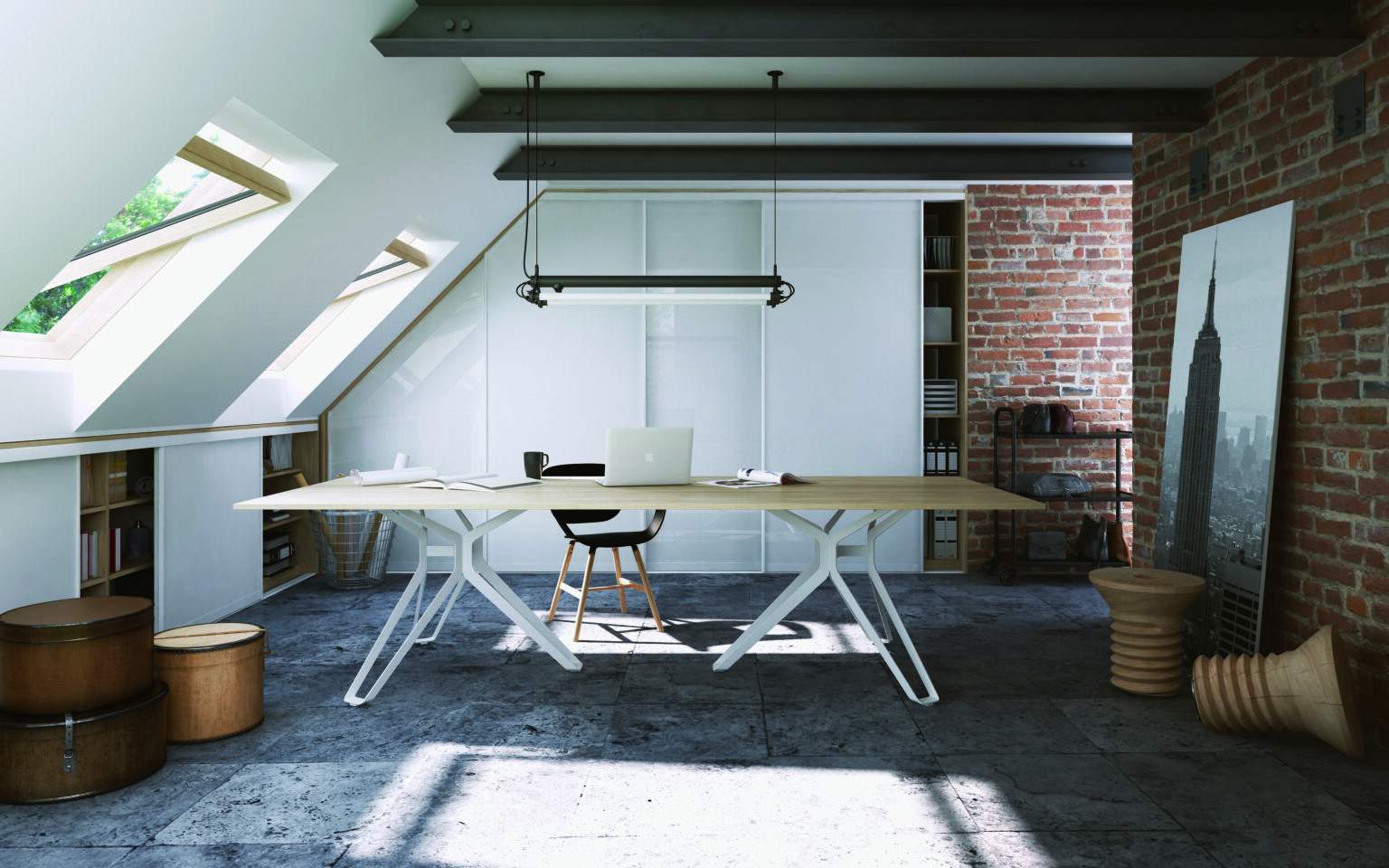 How to Create a Home Office That Still Feels Like Home 3 Sloped ceiling home office storage by Komandor Scotland.