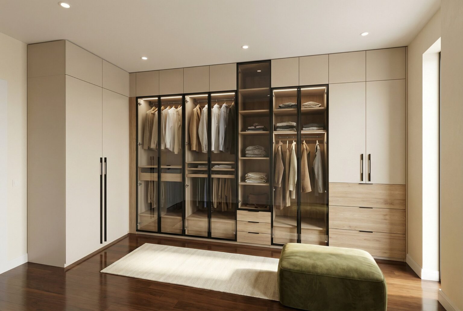 What Happens During a Komandor Home Design Visit? 1 Walk-in wardrobe storage layout by Komandor Scotland